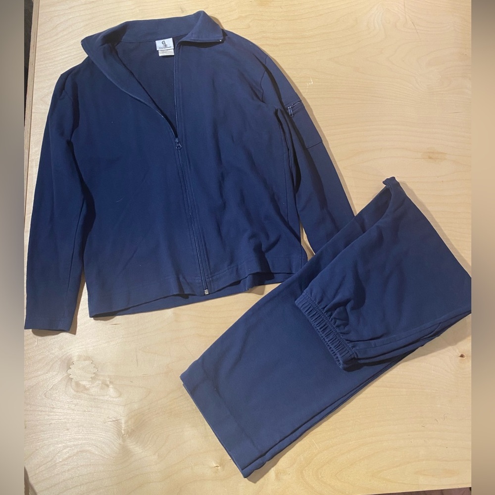 ACC Action Sportswear Navy Zip Front Track Jacket and Pants Set Small /Medium QS